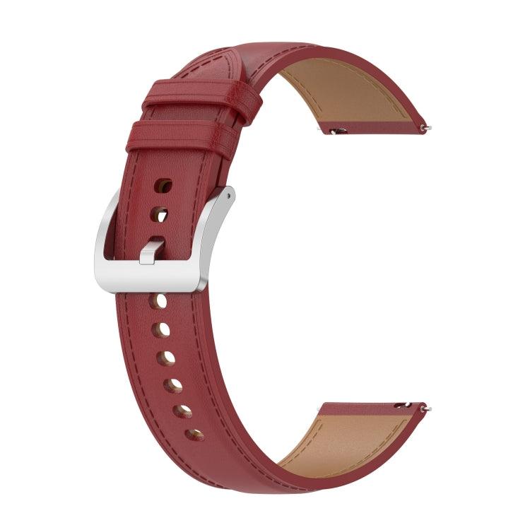 Samsung Galaxy Watch 20mm Universal Genuine Leather Watch Band Strap (Red)