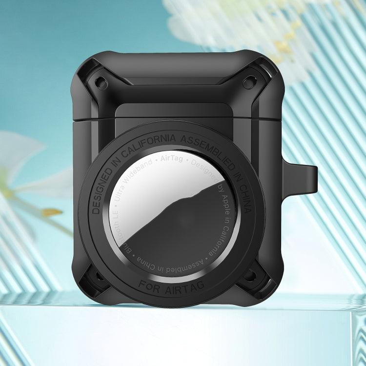 AirPod 1/2 Wireless Earphone Protective Case with AirTag Case (Black)
