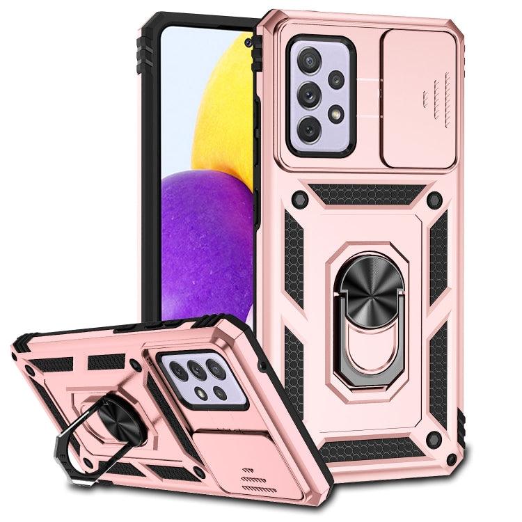 Samsung Galaxy A52 5G / 4G Sliding Camshield Holder Phone Case Cover (Rose Gold)