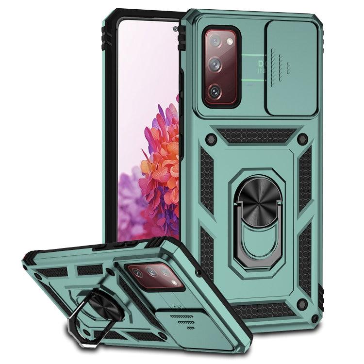 Samsung Galaxy S20 FE Sliding Camshield Holder Phone Case Cover (Dark Green)