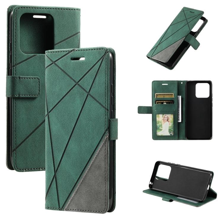 Xiaomi Redmi 10C 4G Global Skin Feel Splicing Leather Phone Case Cover (Green)