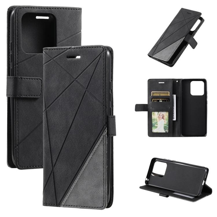 Xiaomi Redmi 10C 4G Global Skin Feel Splicing Leather Phone Case Cover (Black)