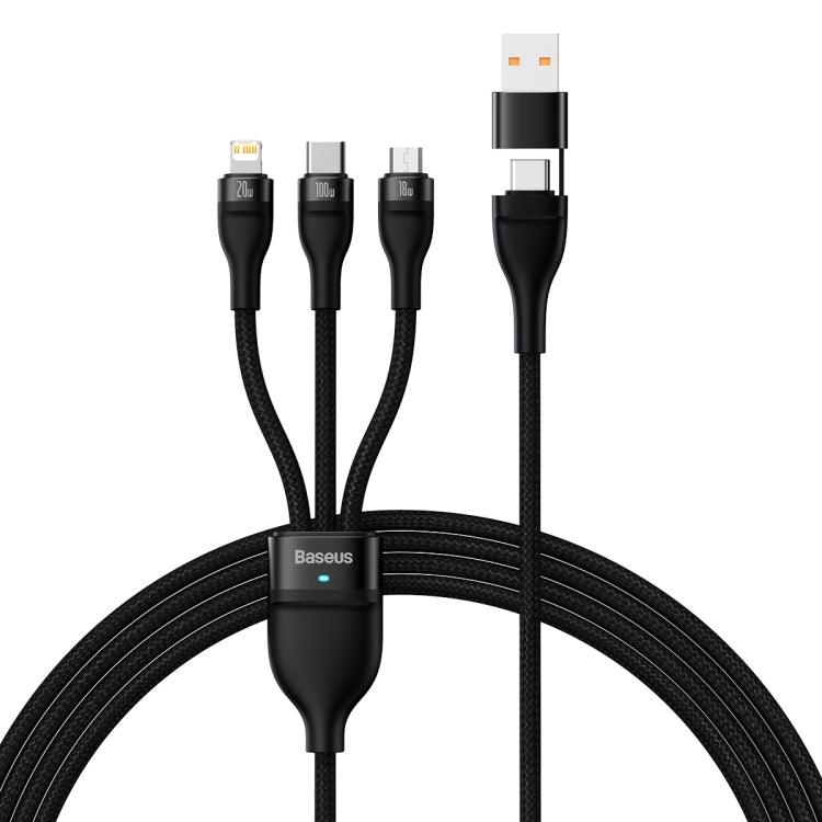 Baseus Flash Series II 1.2m USB + Type-C to Micro USB + 8 Pin + Type-C 100W Fast Charging Cable (Black)