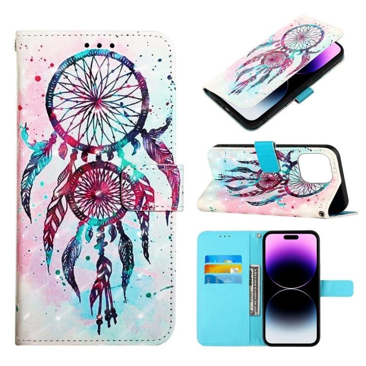 Apple iPhone 14 Pro 3D Painting Horizontal Flip Leather Phone Case Cover (Color Drop Wind Chimes)