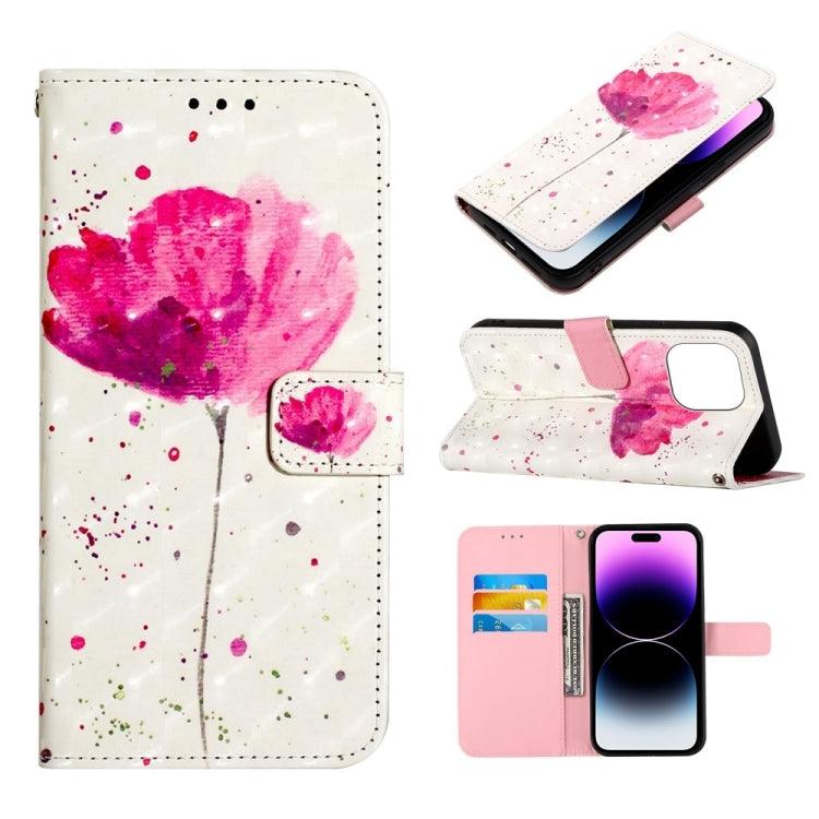 Apple iPhone 14 Pro 3D Painting Horizontal Flip Leather Phone Case Cover (A Flower)