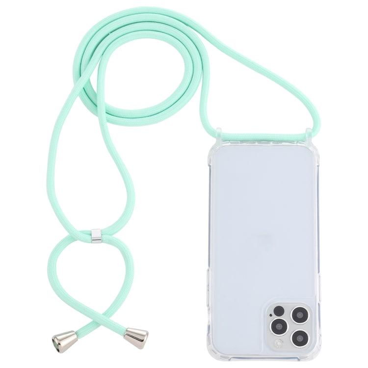 Apple iPhone 14 Pro Transparent Acrylic Airbag Shockproof Phone Protective Case Cover with Lanyard (Mint Green)