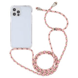 Apple iPhone 14 Pro Max Transparent Acrylic Airbag Shockproof Phone Protective Case Cover with Lanyard  (Pink Apricot Coffee)