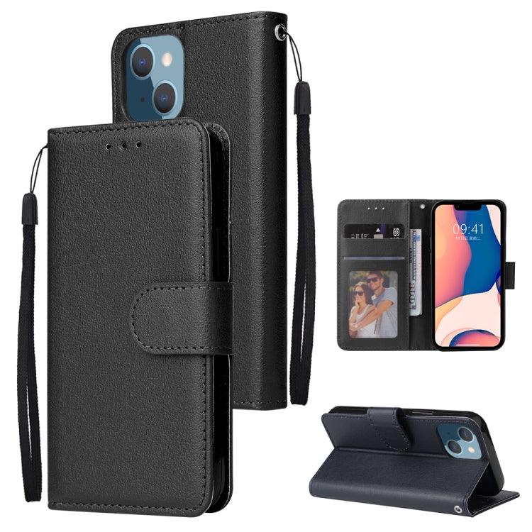 Apple iPhone 14 Plus Multifunctional Horizontal Flip Leather Case Cover with Three Card Slot  (Black)