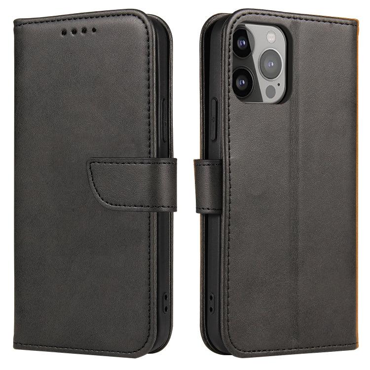 Apple iPhone 14 Pro Calf Texture Buckle Flip Leather Phone Case Cover (Black)