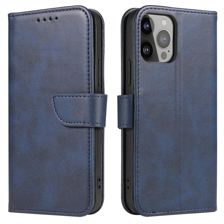 Apple iPhone 14 Pro Calf Texture Buckle Flip Leather Phone Case Cover (Blue)