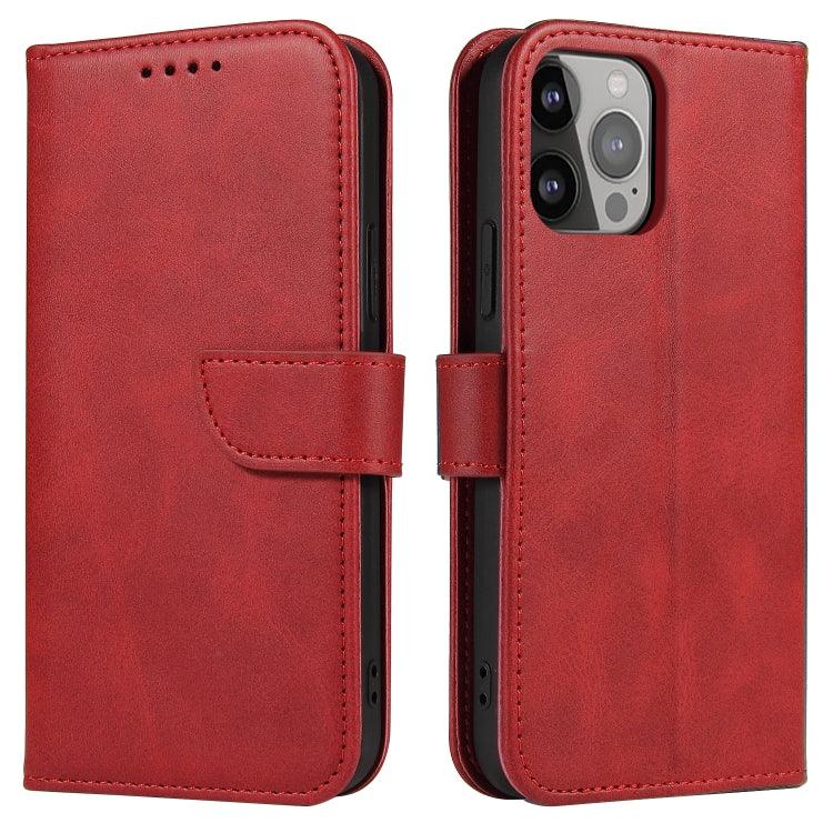 Apple iPhone 14 Pro Calf Texture Buckle Flip Leather Phone Case Cover (Red)