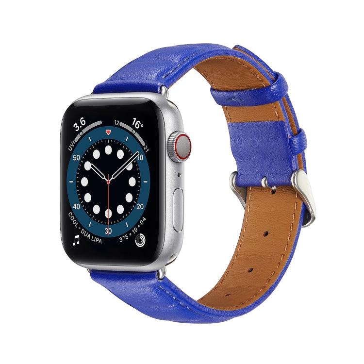 Genuine Leather Watch Band Apple Watch Ultra 2, Ultra 1, Series 9, 8, 7, 6, SE, 49mm, 45mm, 44mm, 42mm (Blue)