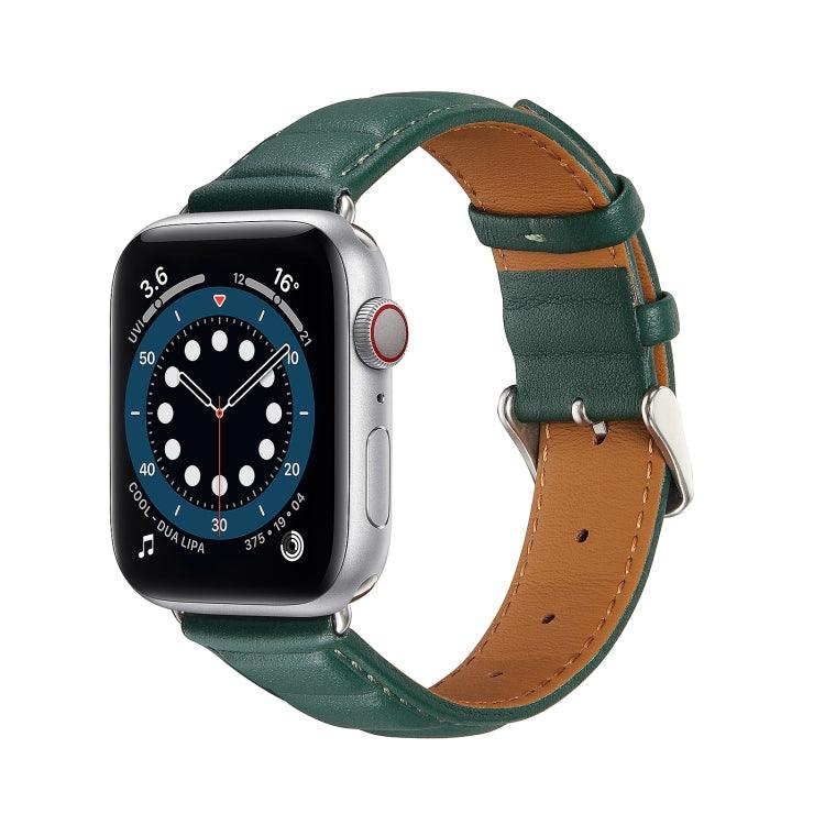 Genuine Leather Watch Band Apple Watch Ultra 2, Ultra 1, Series 9, 8, 7, 6, SE, 49mm, 45mm, 44mm, 42mm (Green)