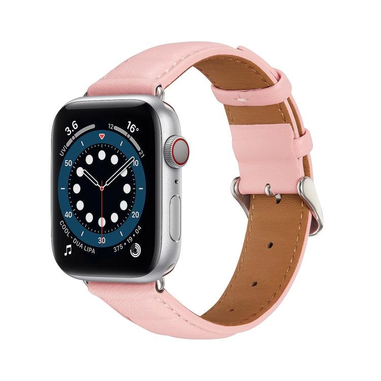 Genuine Leather Watch Band Apple Watch Ultra 2, Ultra 1, Series 9, 8, 7, 6, SE, 49mm, 45mm, 44mm, 42mm (Pink)