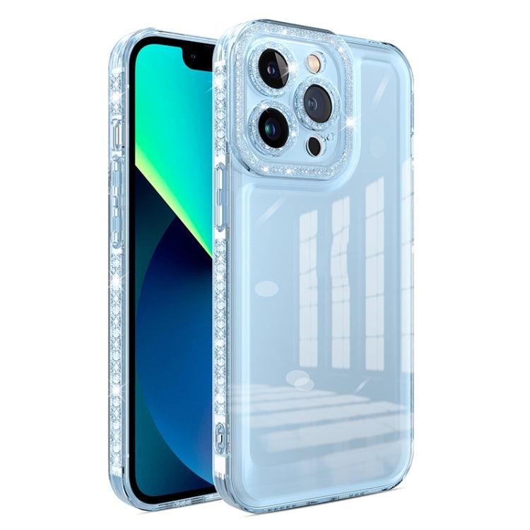 Apple iPhone 13 Shinning Diamond Space Shockproof Phone Case Cover (Blue)