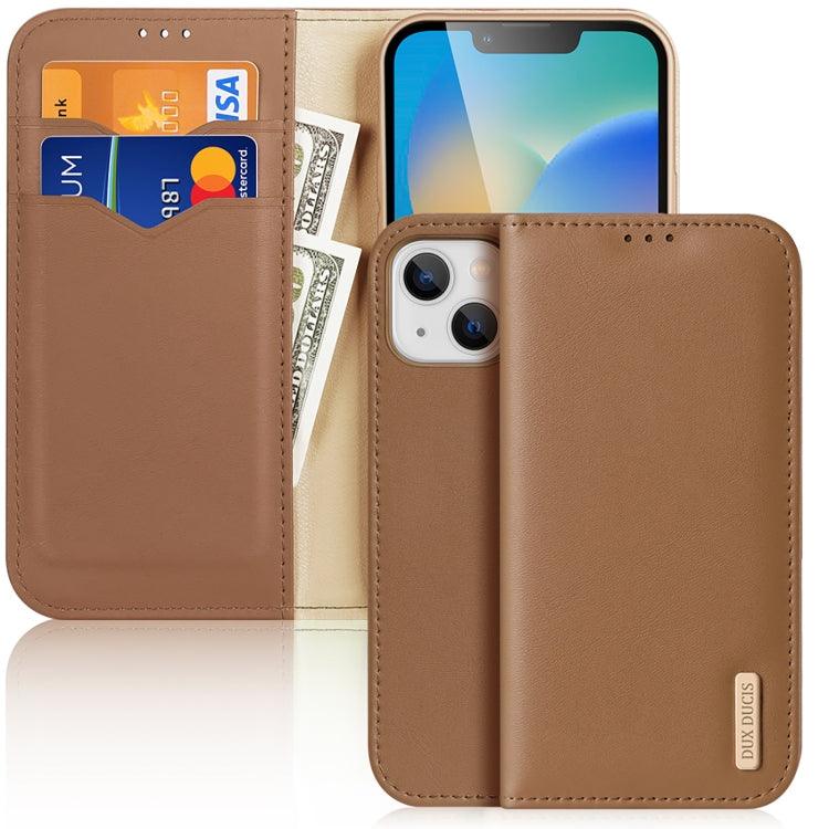 Apple iPhone 14 Plus DUX DUCIS Hivo Series Leather Case Cover (Brown)