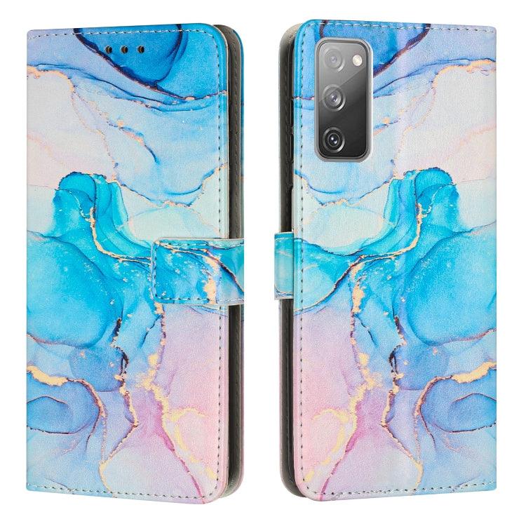 Samsung Galaxy S20 FE Painted Marble Pattern Leather Phone Case Cover (Pink Green)