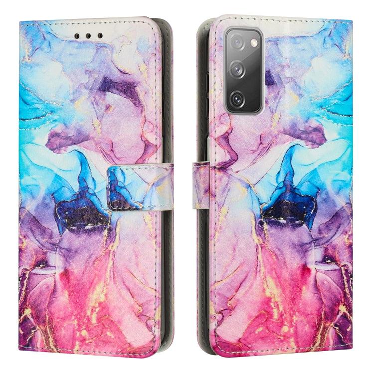 Samsung Galaxy S20 FE Painted Marble Pattern Leather Phone Case Cover (Pink Purple)