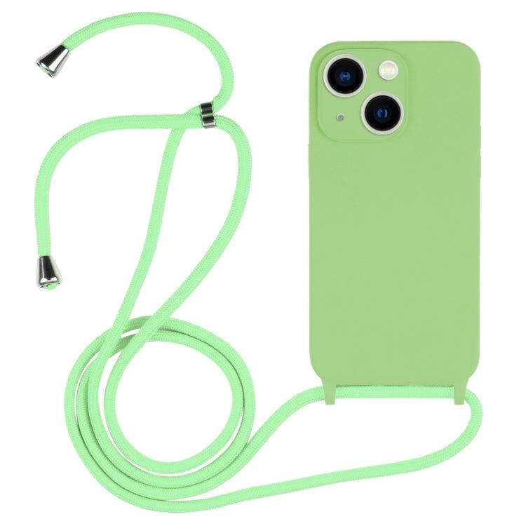 Apple iPhone 13 Crossbody Lanyard Liquid Silicone Case Cover (Matcha Green)