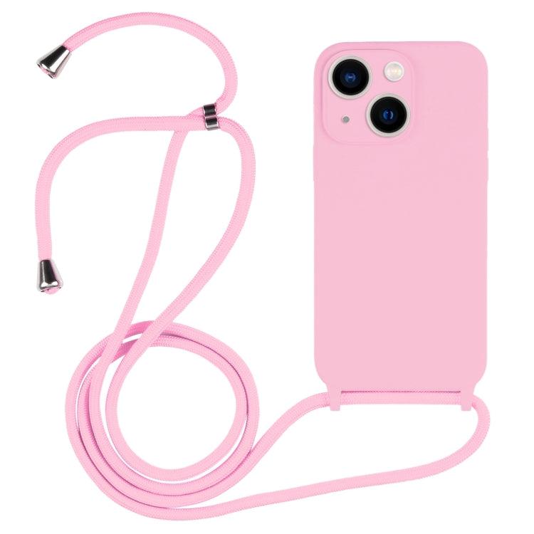 Apple iPhone 13 Crossbody Lanyard Liquid Silicone Case Cover (Pink)