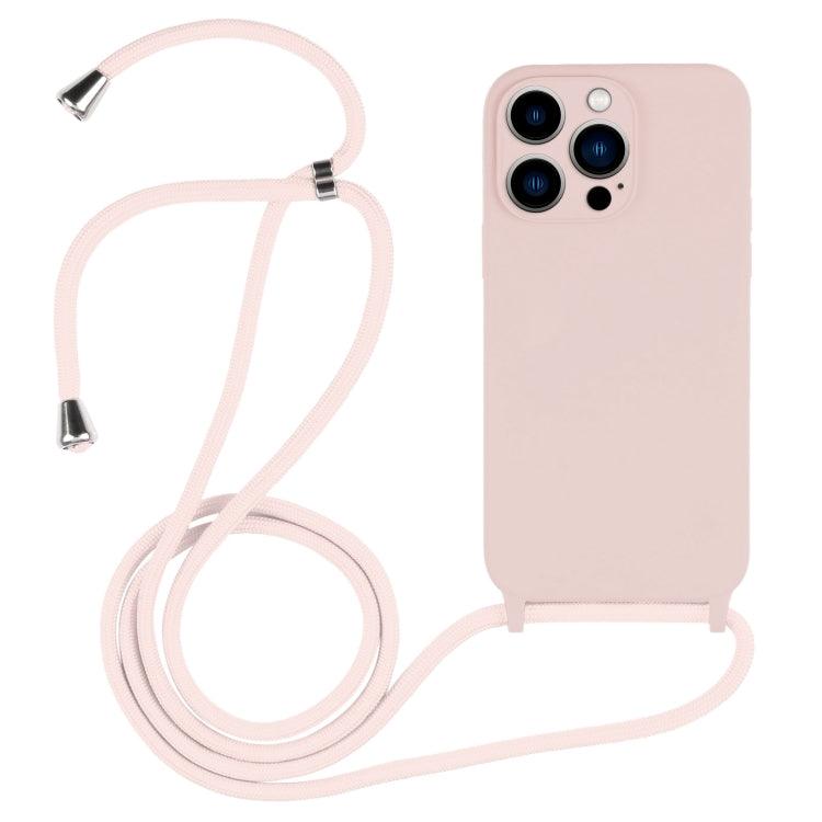 Apple iPhone 13 Pro Crossbody Lanyard Liquid Silicone Case Cover (Sand Pink)