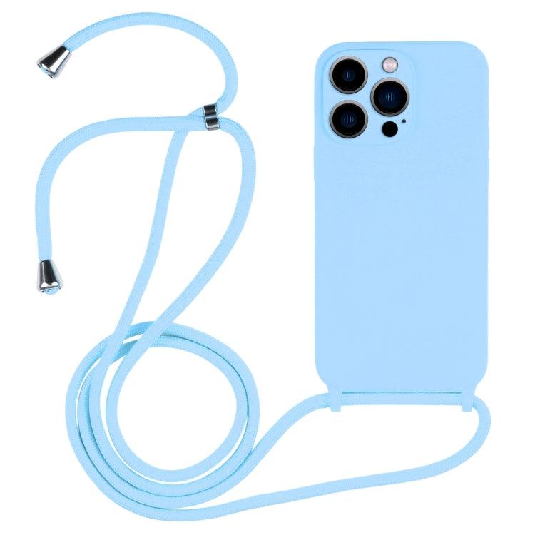 Apple iPhone 13 Pro Crossbody Lanyard Liquid Silicone Case Cover (Blue)