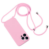 Apple iPhone 12 Pro Max Crossbody Lanyard Liquid Silicone Case Cover (Pink)