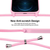 Apple iPhone 12 Pro Max Crossbody Lanyard Liquid Silicone Case Cover (Pink)