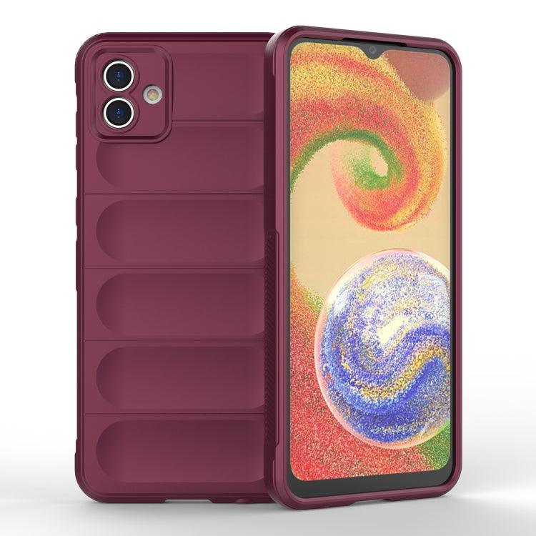 Samsung Galaxy A04 4G Magic Shield TPU + Flannel Phone Case Cover (Wine Red)