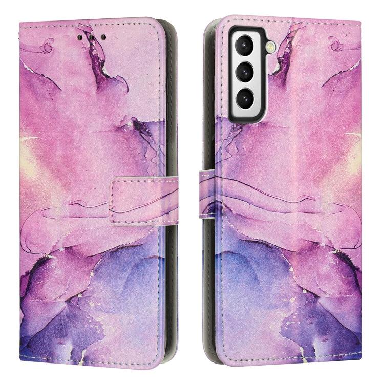 Samsung Galaxy S23 5G Painted Marble Pattern Leather Phone Case Cover (Purple)