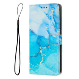 Samsung Galaxy A34 Painted Marble Pattern Leather Phone Case Cover (Blue Green)