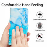 Samsung Galaxy A34 Painted Marble Pattern Leather Phone Case Cover (Blue Green)