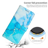 Samsung Galaxy A34 Painted Marble Pattern Leather Phone Case Cover (Blue Green)