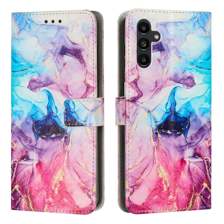 Samsung Galaxy A54 Painted Marble Pattern Leather Phone Case Cover (Pink Purple)