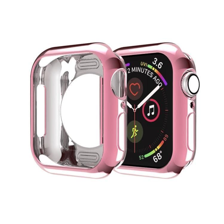 Apple Watch Series 9, 8, 7, 6, SE, 49mm, 45mm, 44mm, 42mm Plating TPU Round Hole Hollowing Protective Case Cover (Pink)