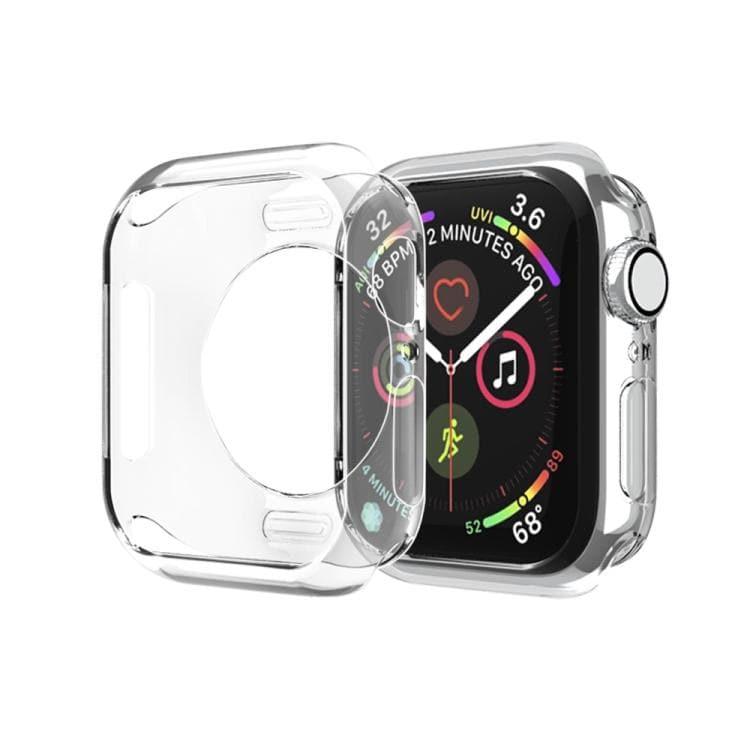 Apple Watch Series 9, 8, 7, 6, SE, 49mm, 45mm, 44mm, 42mm Plating TPU Round Hole Hollowing Protective Case Cover (Transparent)