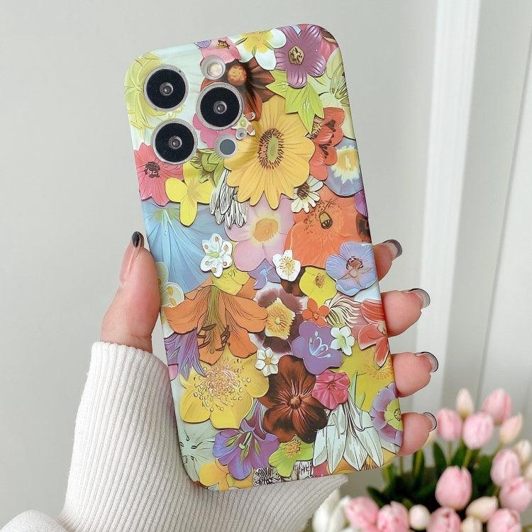 Apple iPhone 14 Water Sticker Flower Pattern PC Phone Case Cover (Colorful Flowers)