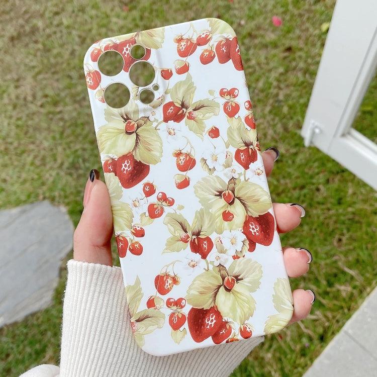 Apple iPhone 13 Water Sticker Flower Pattern PC Phone Case Cover (Strawberry)