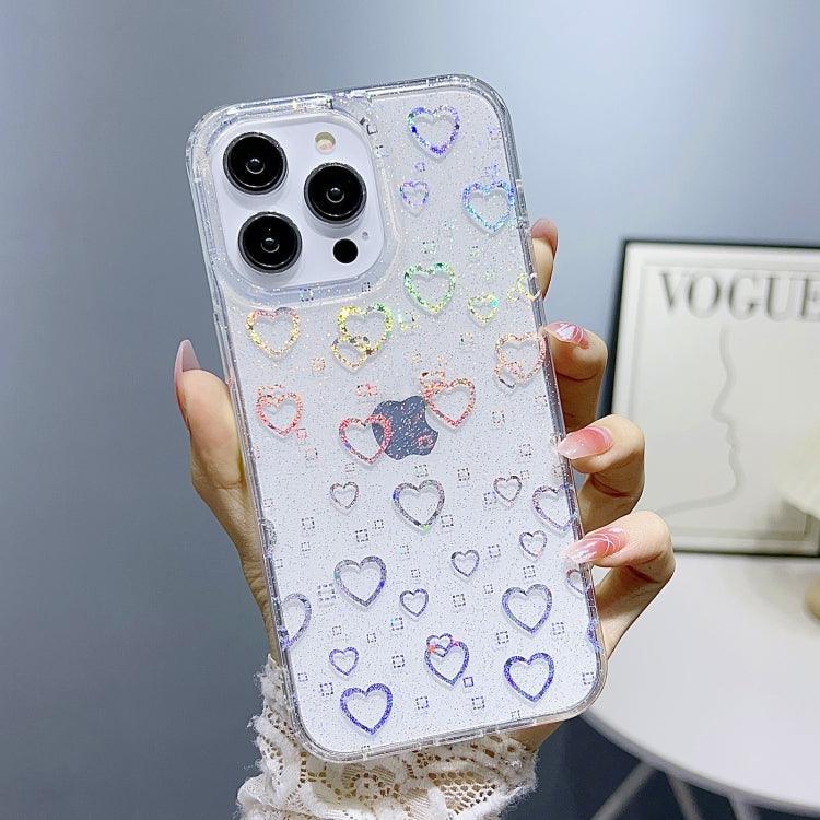 Apple iPhone 14 Little Star Series Glitter Powder TPU Phone Case Cover (Little Love Heart)