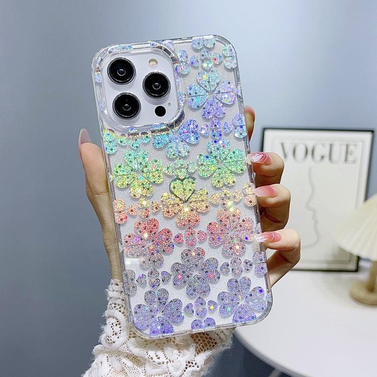 Apple iPhone 14 Little Star Series Glitter Powder TPU Phone Case Cover (Clover)