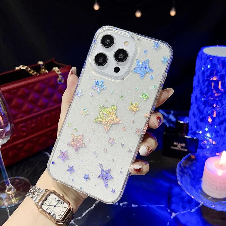 Apple iPhone 14 Pro Little Star Series Glitter Powder TPU Phone Case Cover (Pentangle)