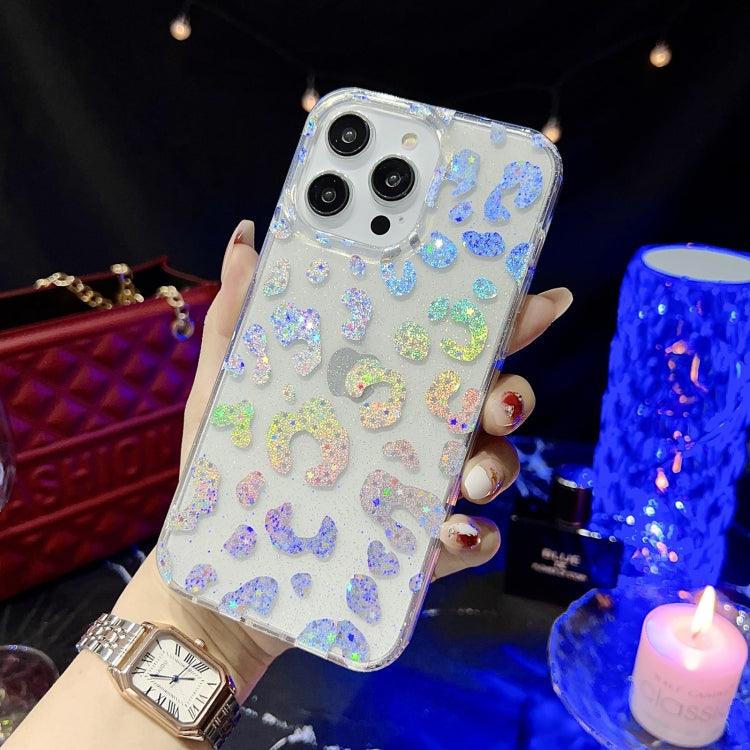 Apple iPhone 14 Pro Little Star Series Glitter Powder TPU Phone Case Cover (Leopard Print)