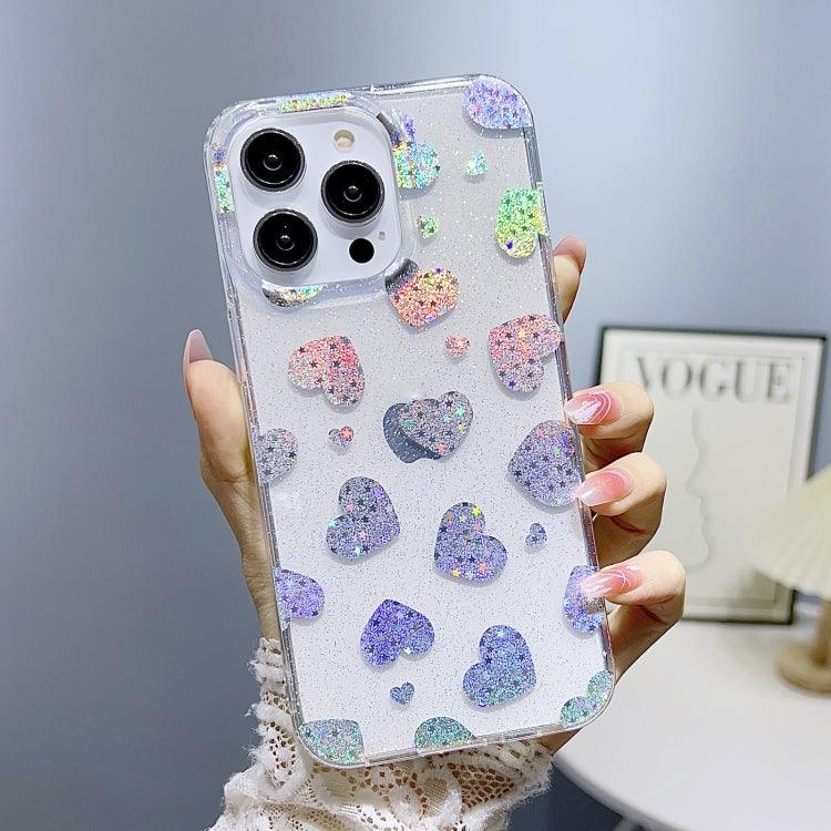 Apple iPhone 14 Pro Max Little Star Series Glitter Powder TPU Phone Case Cover (Love Heart)