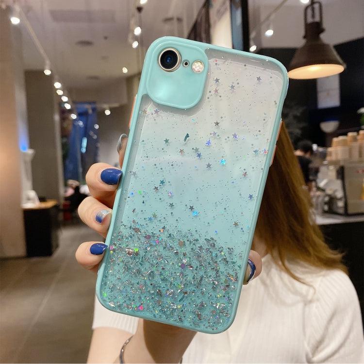 Apple iPhone SE 2022 / SE 2020 / 8 / 7 Starry Gradient Glitter Powder TPU Phone Case Cover (Lake Green)