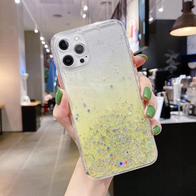 Apple iPhone 11 Pro Starry Gradient Glitter Powder TPU Phone Case Cover (Yellow)