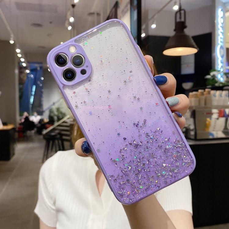 Apple iPhone 11 Pro Max Starry Gradient Glitter Powder TPU Phone Case Cover (Purple)