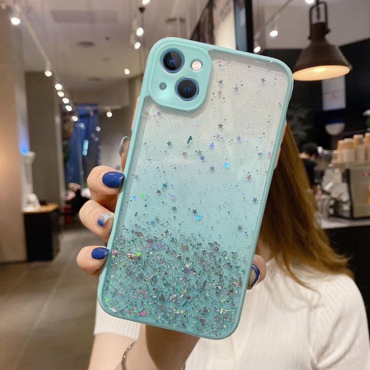 Apple iPhone 13 Starry Gradient Glitter Powder TPU Phone Case Cover (Lake Green)