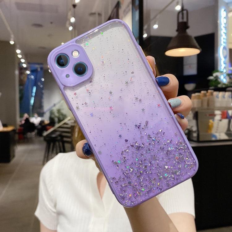 Apple iPhone 13 Starry Gradient Glitter Powder TPU Phone Case Cover (Purple)