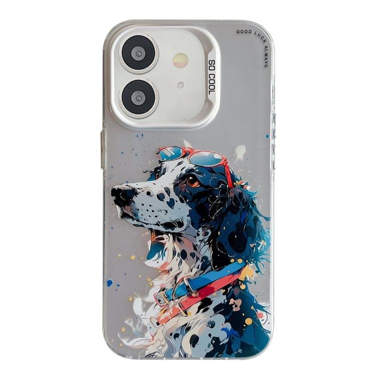 Apple iPhone 12 & 12 Pro Animal Pattern Oil Painting Series PC + TPU Phone Case Cover (Spotted Dog)