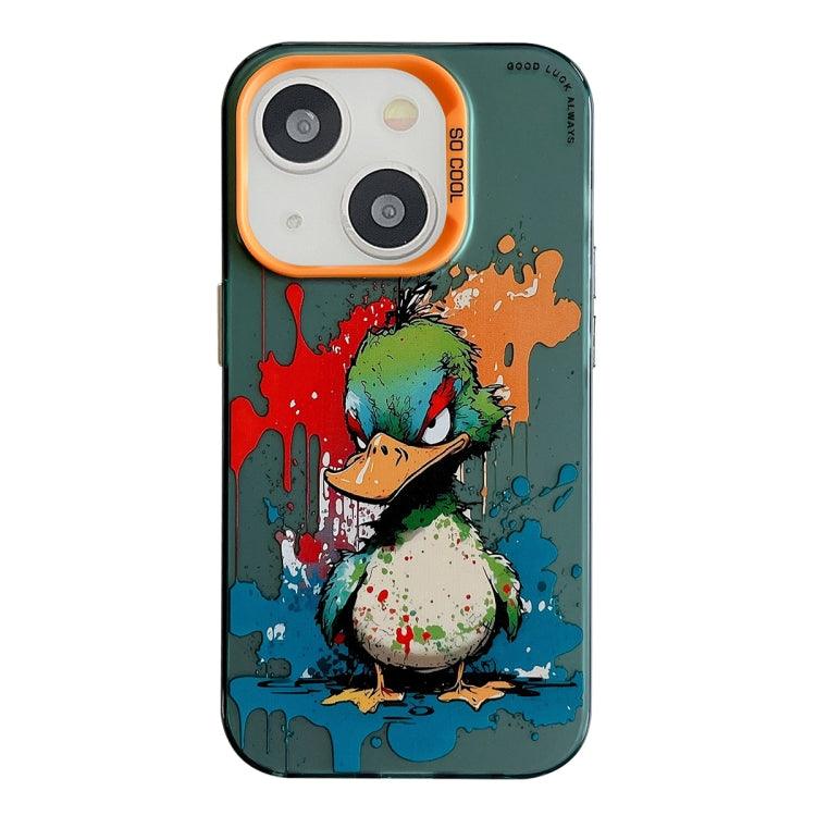 Apple iPhone 13 Animal Pattern Oil Painting Series PC + TPU Phone Case Cover (Angry Duck)